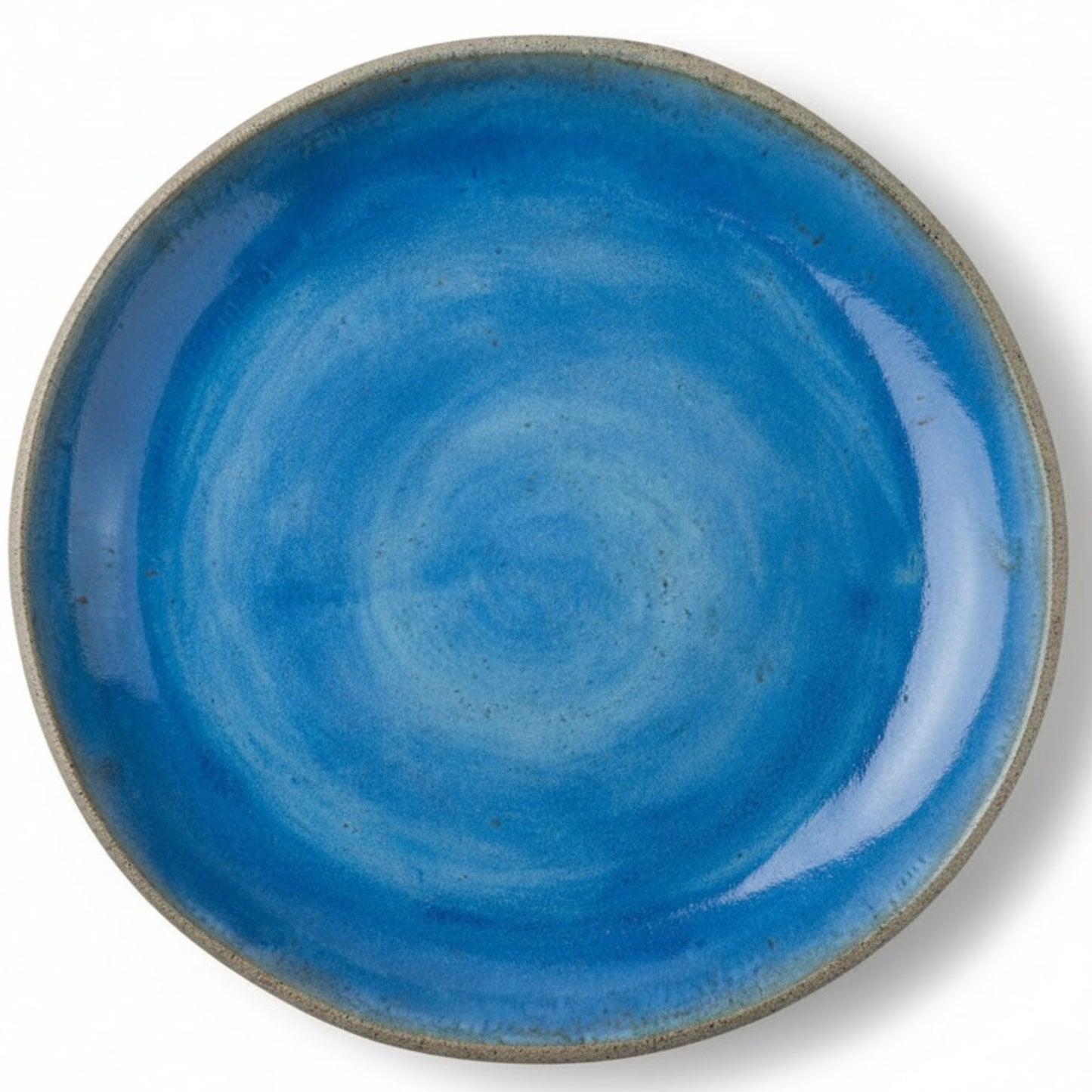 Set de Pratos Rasos em Cerâmica Artesanal Azul Fosco - 27cm - Design Exclusivo - 2 Peças