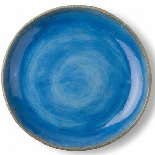 Set de Pratos Rasos em Cerâmica Artesanal Azul Fosco - 27cm - Design Exclusivo - 2 Peças