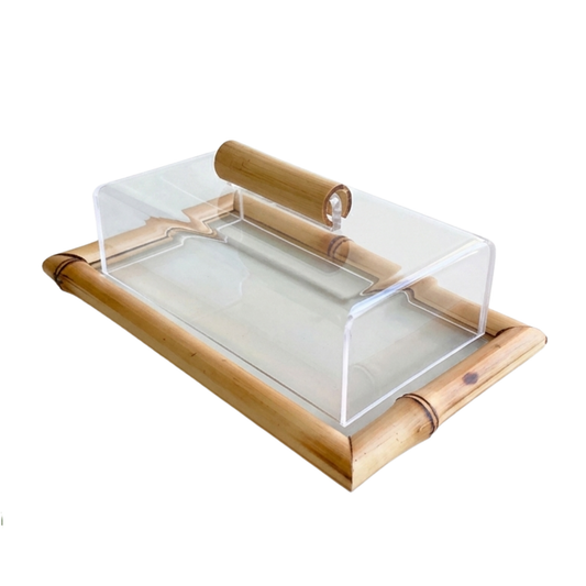 Manteigueira em Bambu e Vidro com Tampa – 18,5cm x 11cm