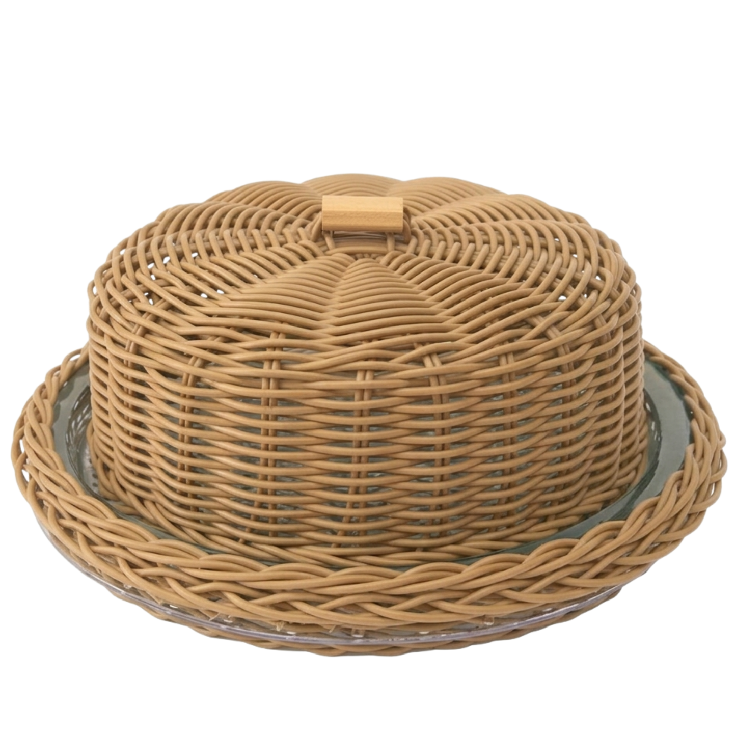Boleira Premium com Prato em Acrílico e Detalhes em Vime Natural – 31cm