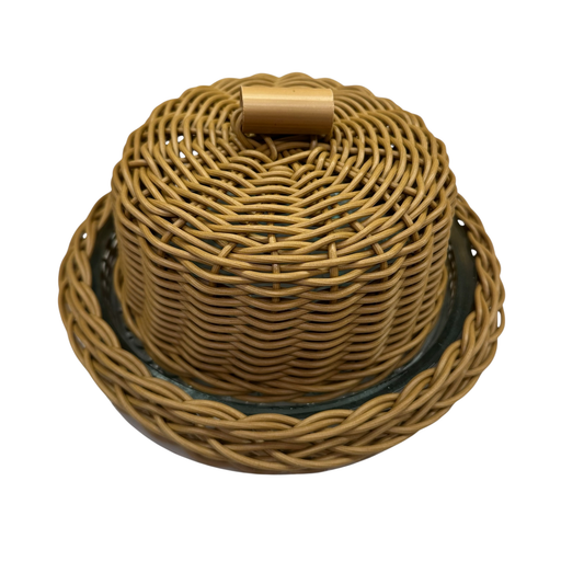 Quejeira em Vidro e Vime de Rattan com Tampa – 20cm