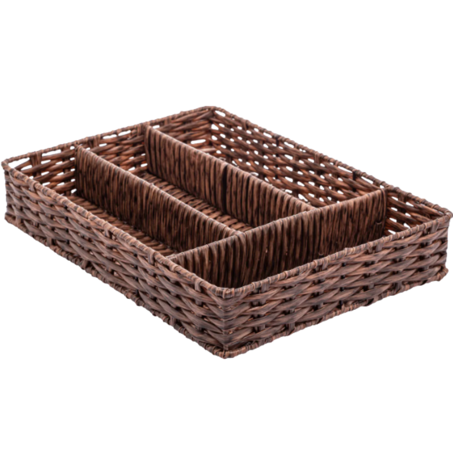 Organizador de Talheres Metal Revestido Marrom - 30x22cm