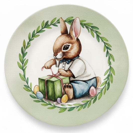 Set  de Prato de Sobremesa - Coelho Presente - 6 Peças