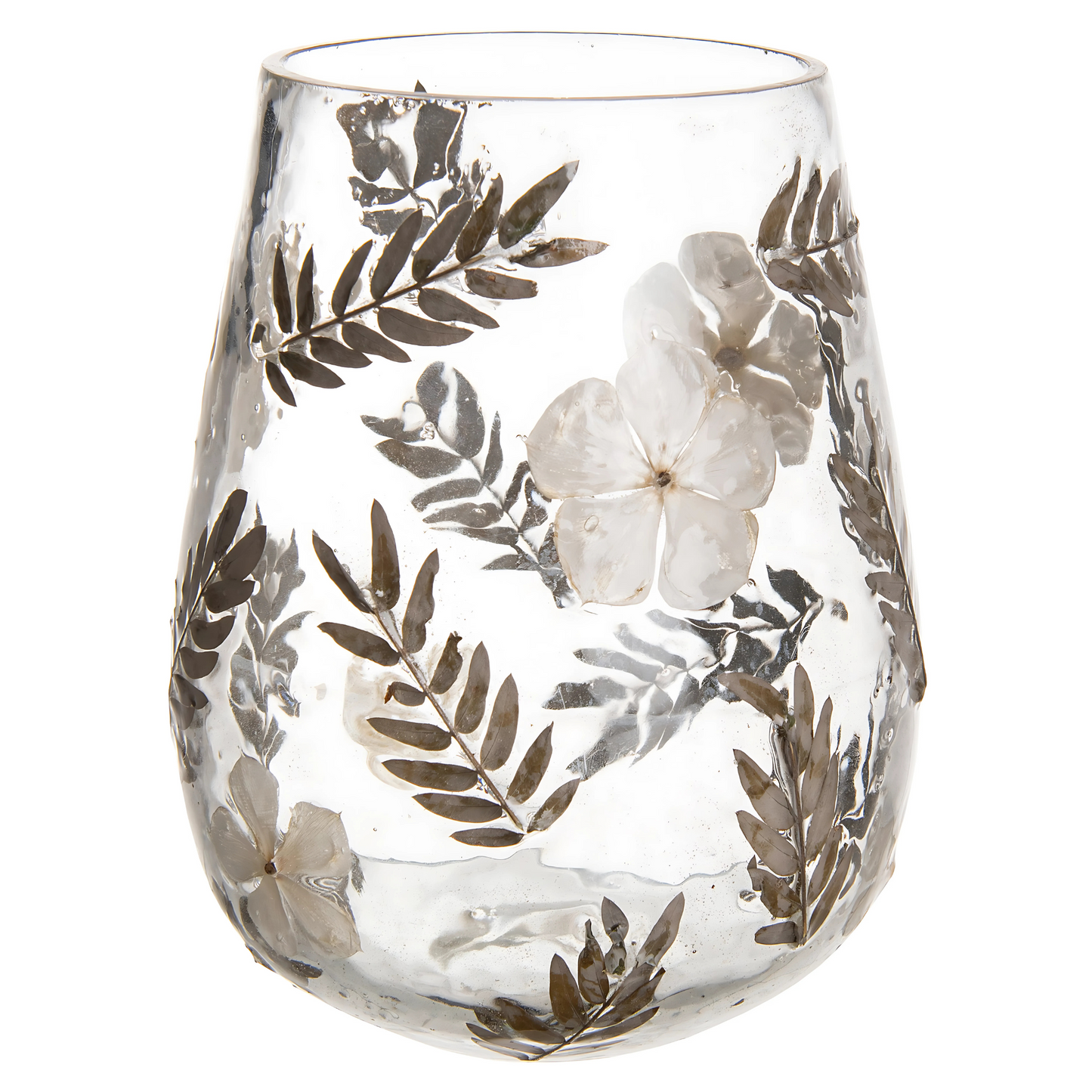 Copo de vidro Jasmim com estampa floral, 550ml.