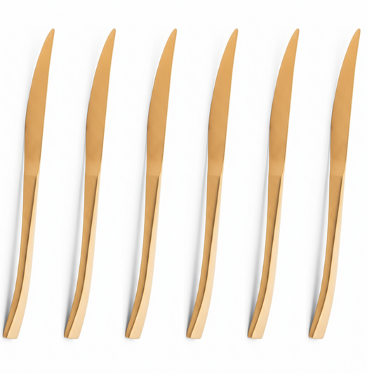 Conjunto 6 Facas de Sobremesa - Dourado Fosco - Berna