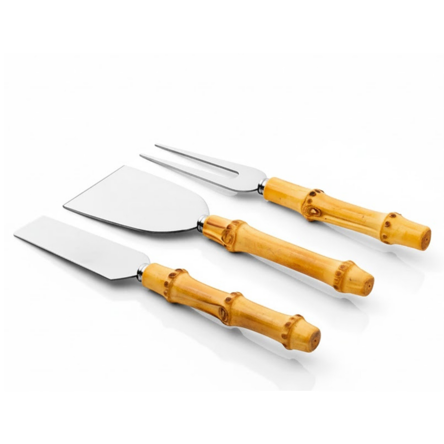 Conjunto para Queijo - 3 Peça - Garbo Bamboo Natural Silver