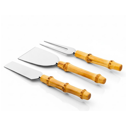 Conjunto para Queijo - 3 Peça - Garbo Bamboo Natural Silver