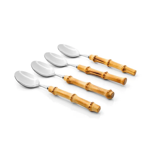 Conjunto - Colheres de Sobremesa - 4 peças Garbo Bamboo Natural Silver
