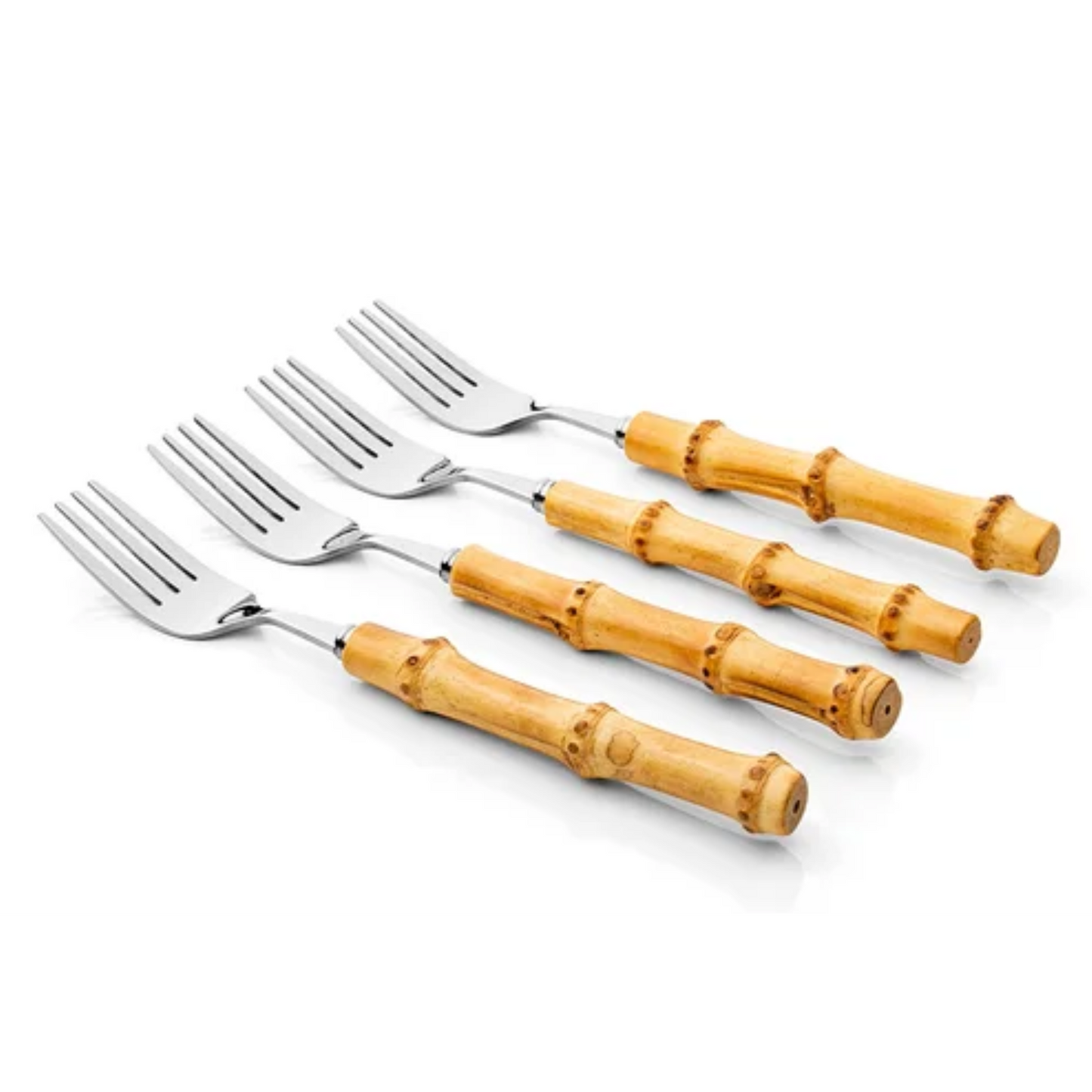 Conjunto Garfos  de Sobremesa - 4 peças Garbo Bamboo Natural Silver