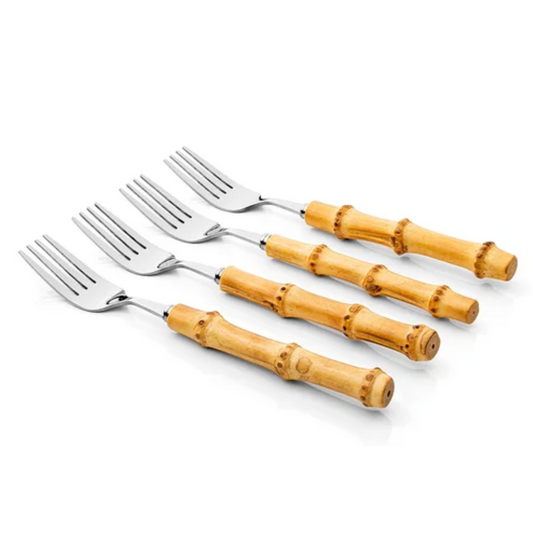Conjunto Garfos  de Sobremesa - 4 peças Garbo Bamboo Natural Silver