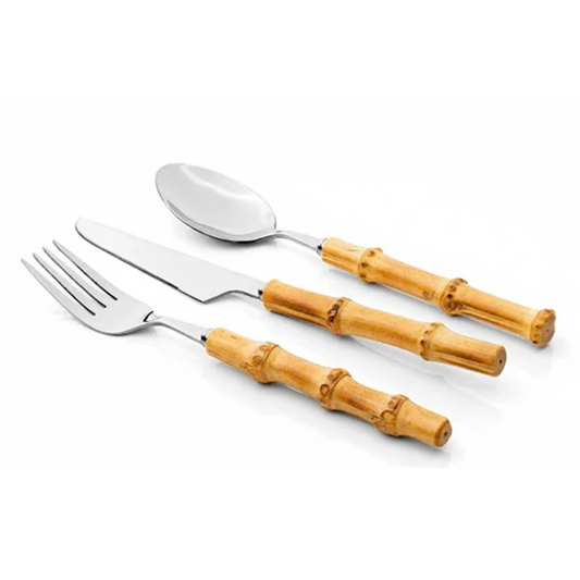Conjunto de Talheres - 12 Peças - Garbo  Bamboo Natural Silver