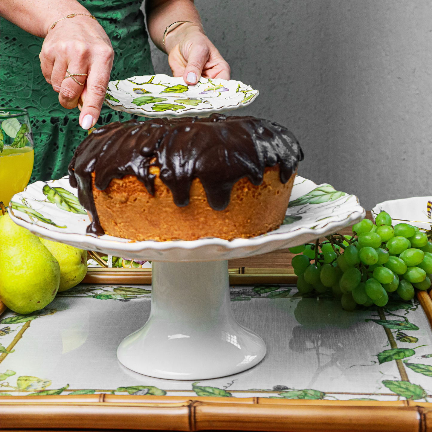 Bandeja Bambu Dupla c/ Vidro - Botanique G