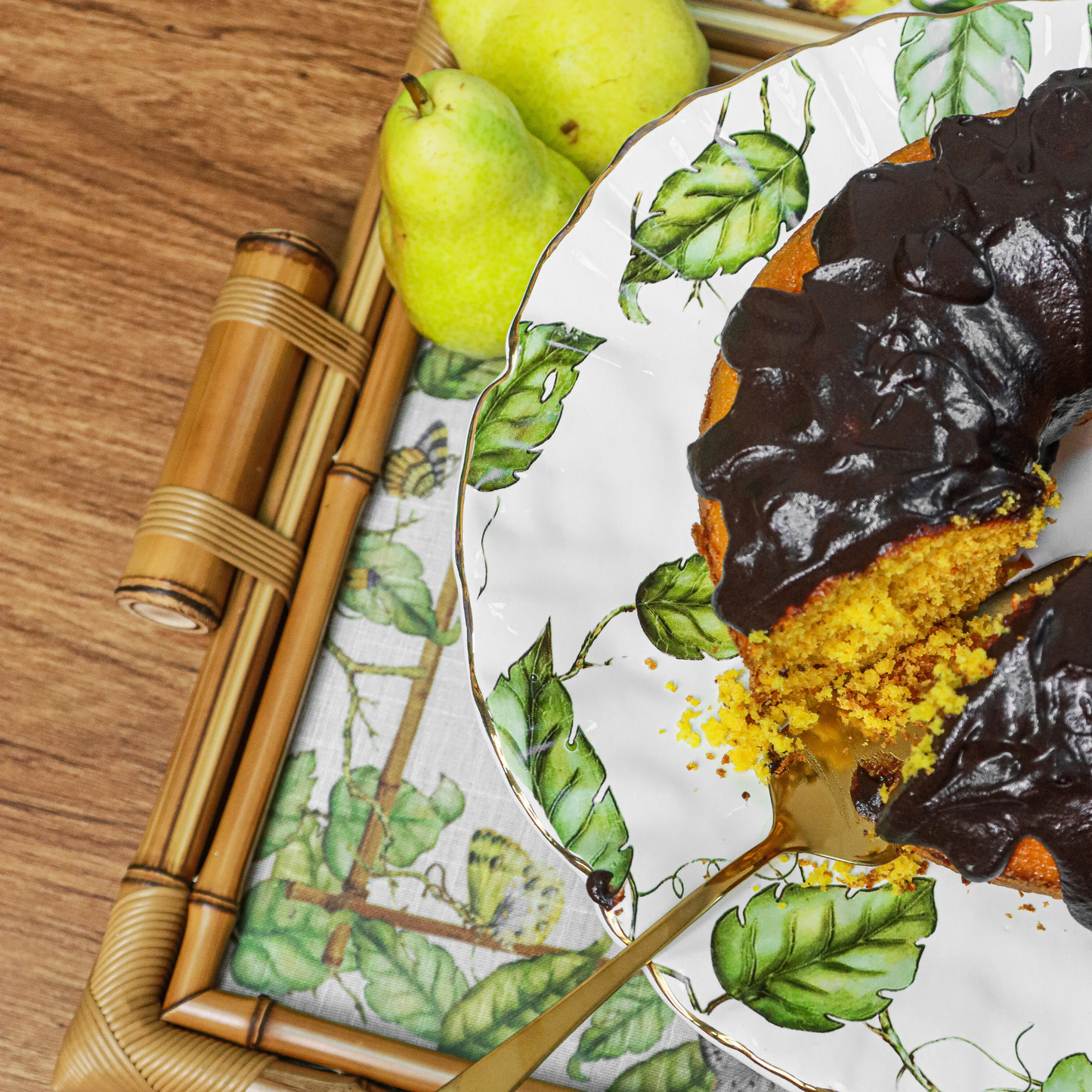 Bandeja Bambu Dupla c/ Vidro - Botanique G