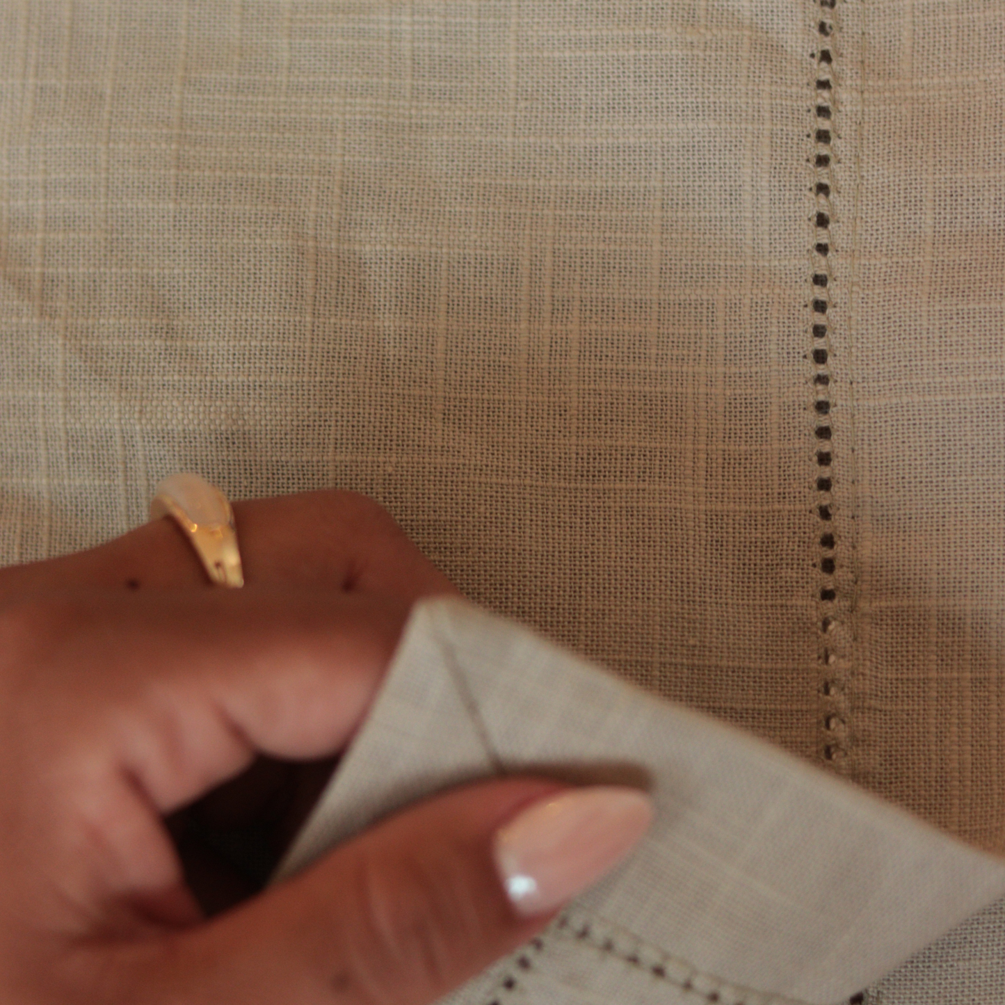 Guardanapo - Ponto Ajour Coloratta Taupe