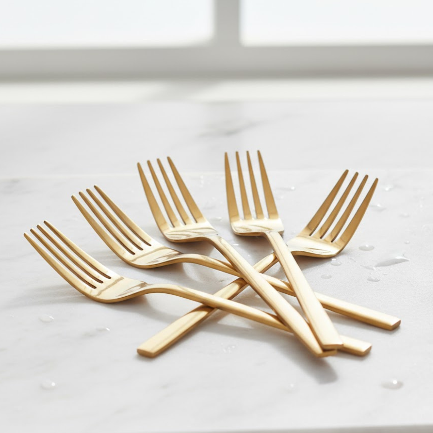 Conjunto 6 Garfos p/ Mesa - Aço Inox Berna Dourado