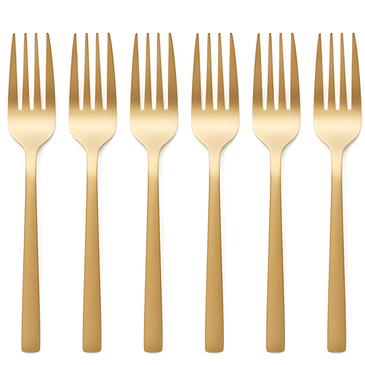 Conjunto 6 Garfos p/ Mesa - Aço Inox Berna Dourado