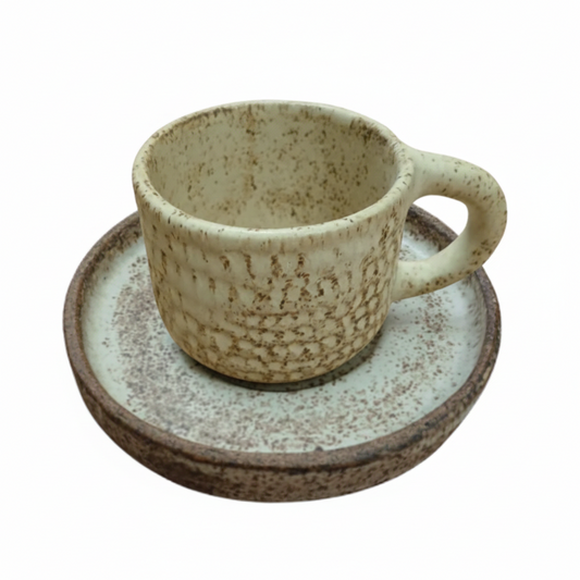 Set 2 Xícara para Chá & Café - Creme Brulle - Cerâmica Artesanal