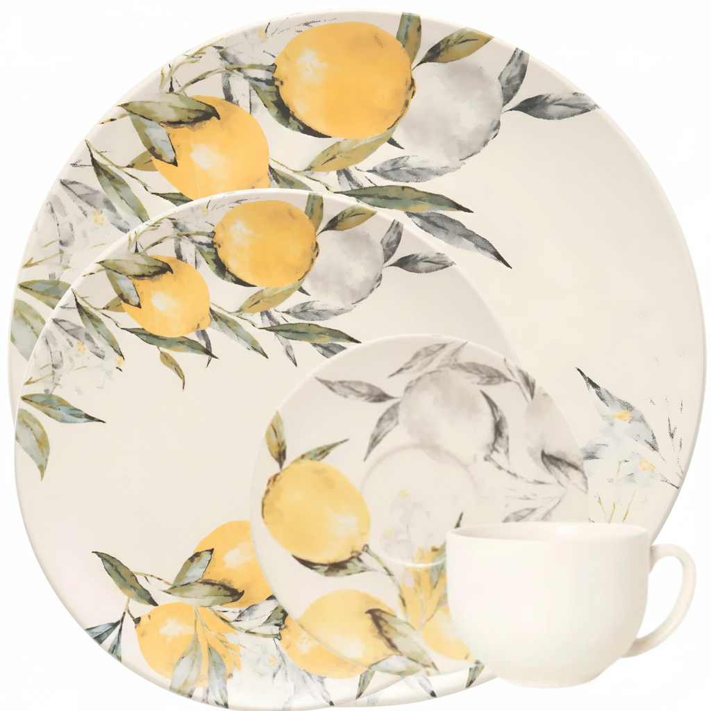 Coleção Limão Siciliano - A Elegância do Mediterrâneo à Sua Mesa - serve 6 lugares a mesa