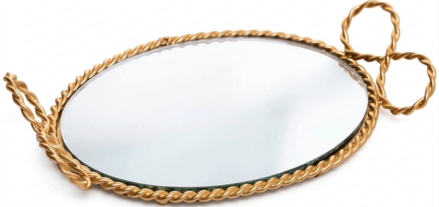 Bandeja Cortesia Oval Dourada 20x12x3cm
