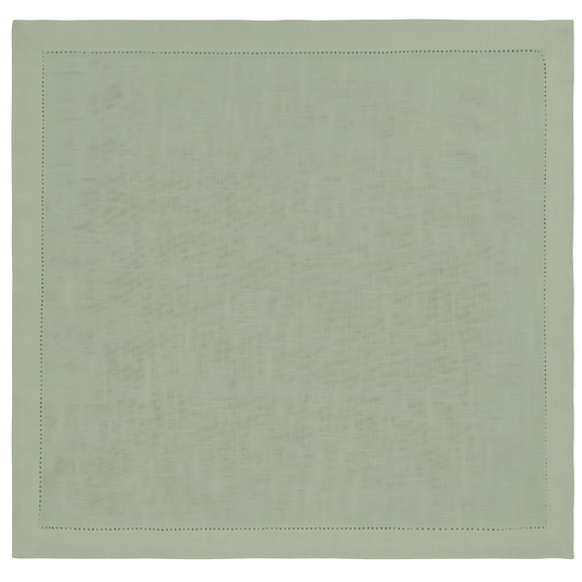 Guardanapo de tecido 100% algodão, na cor sálvia, com 50x50cm e acabamento em ponto ajour.