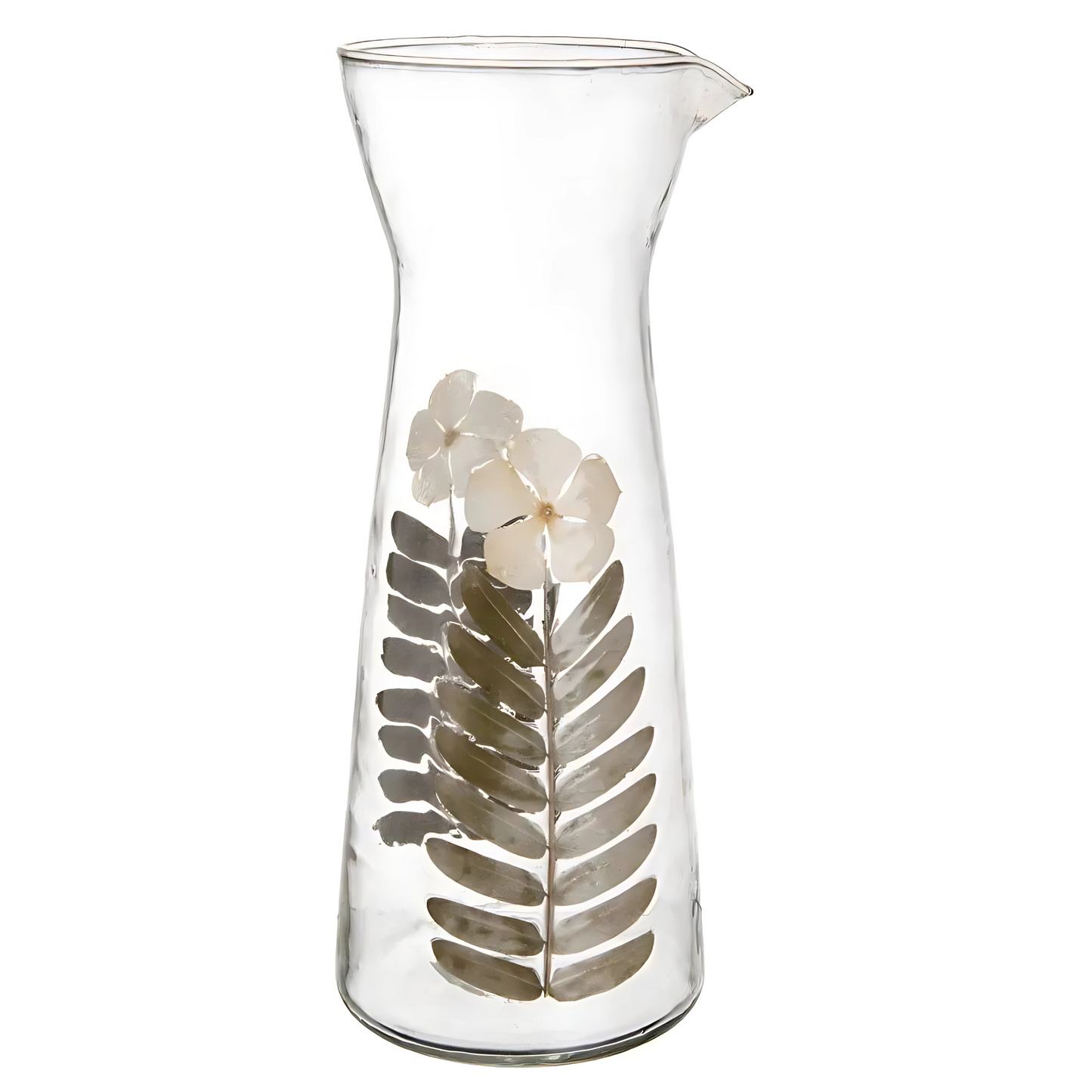 Jarra de vidro Jasmim com estampa floral, 1550ml, ideal para servir bebidas.