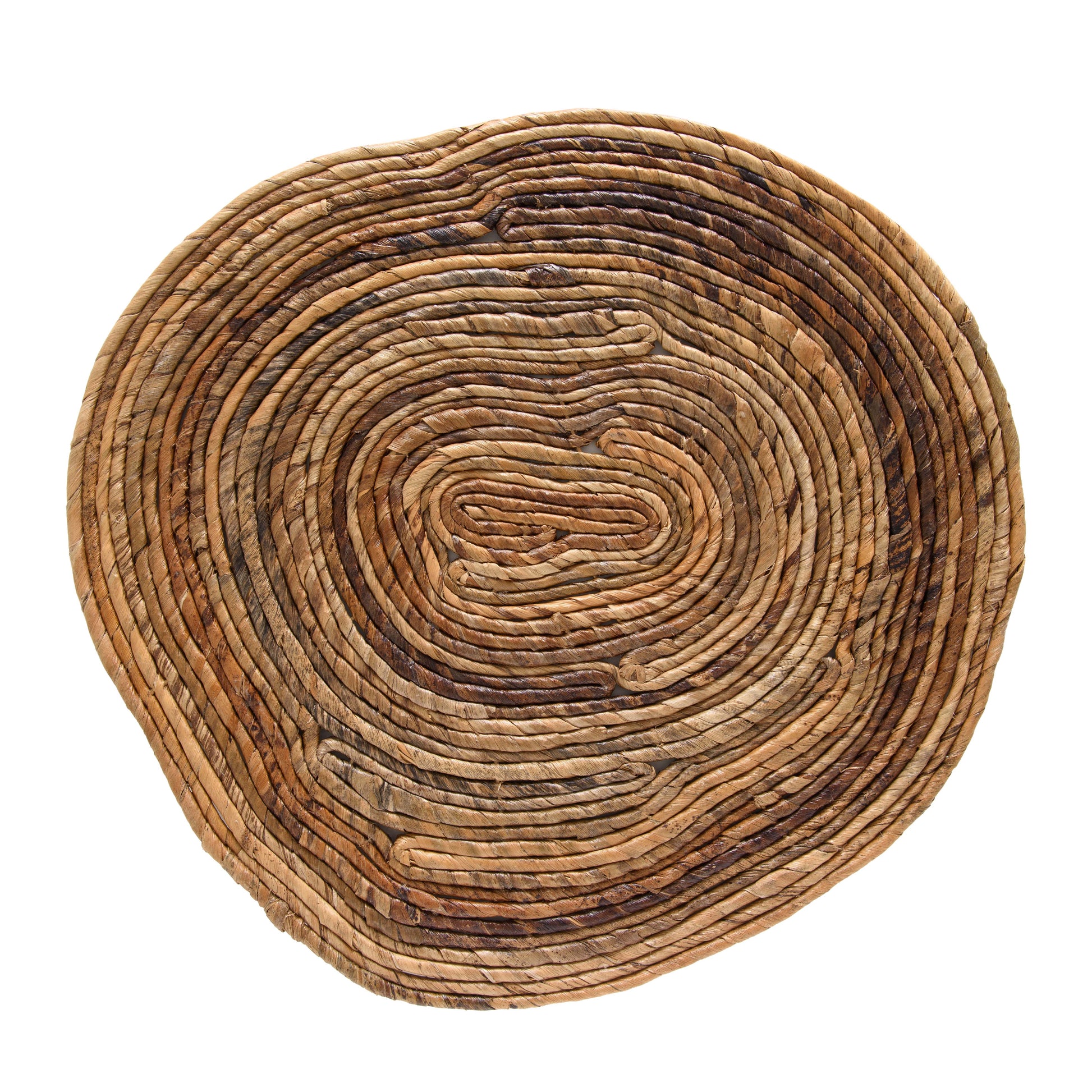 Jogo Americano Detroit Organic Natural, em fibra trançada, redondo, com 42cm.