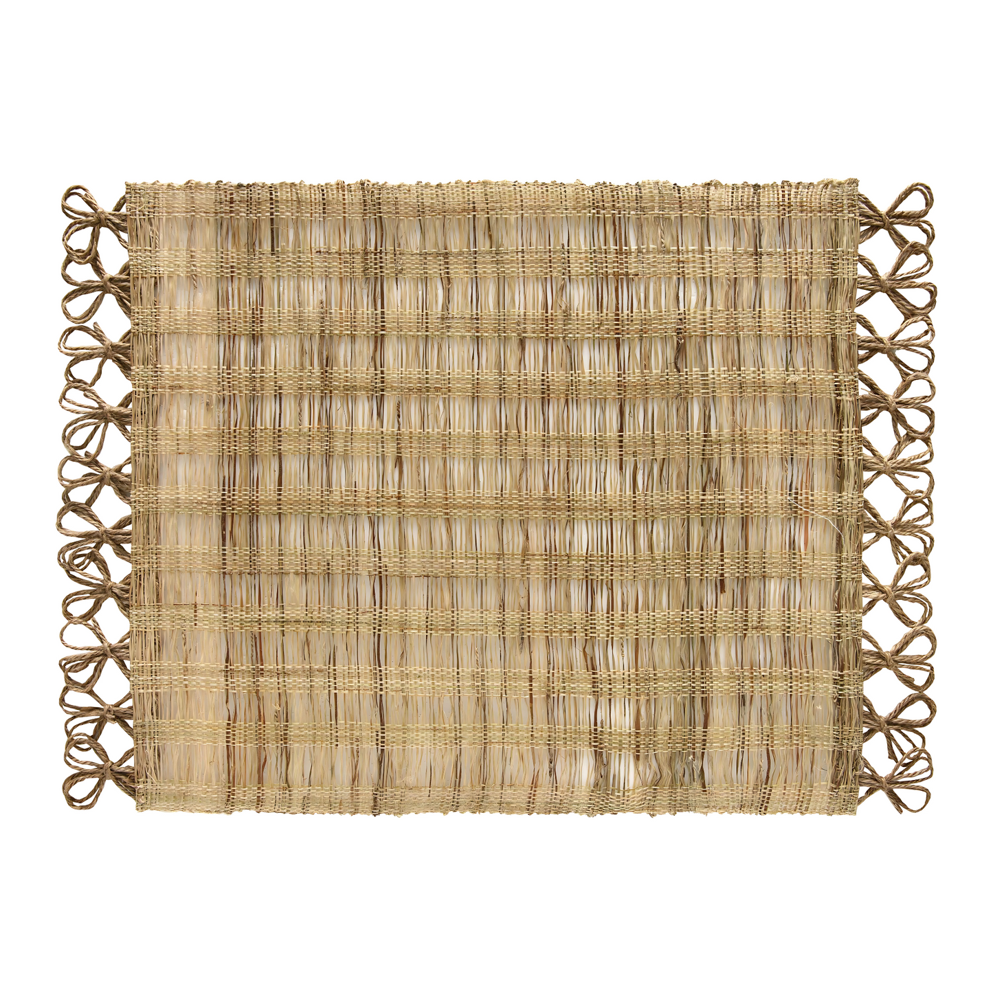 Jogo Americano Rami Loop Natural (47cm), retangular, em fibra artesanal com textura rústica.