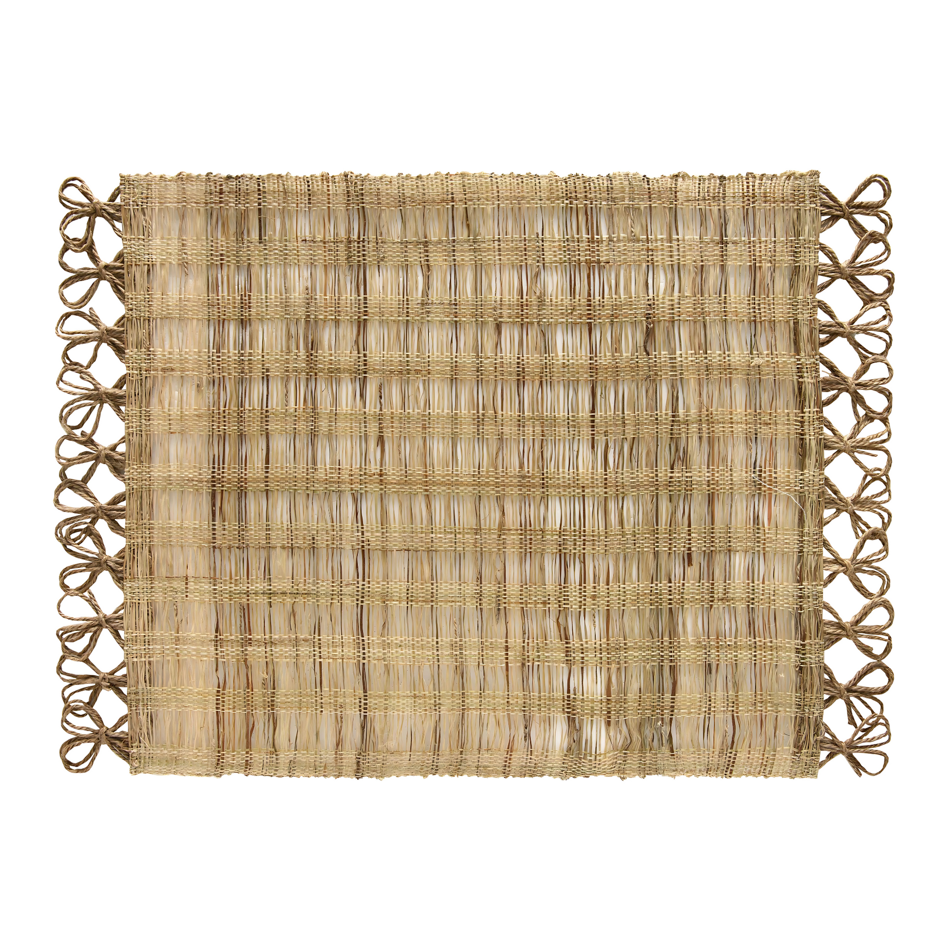 Jogo Americano Rami Loop Natural (47cm), retangular, em fibra artesanal com textura rústica.