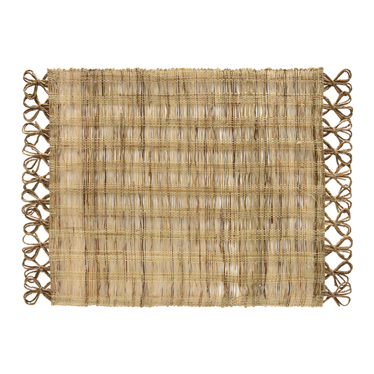 Jogo Americano Rami Loop Natural (47cm), retangular, em fibra artesanal com textura rústica.