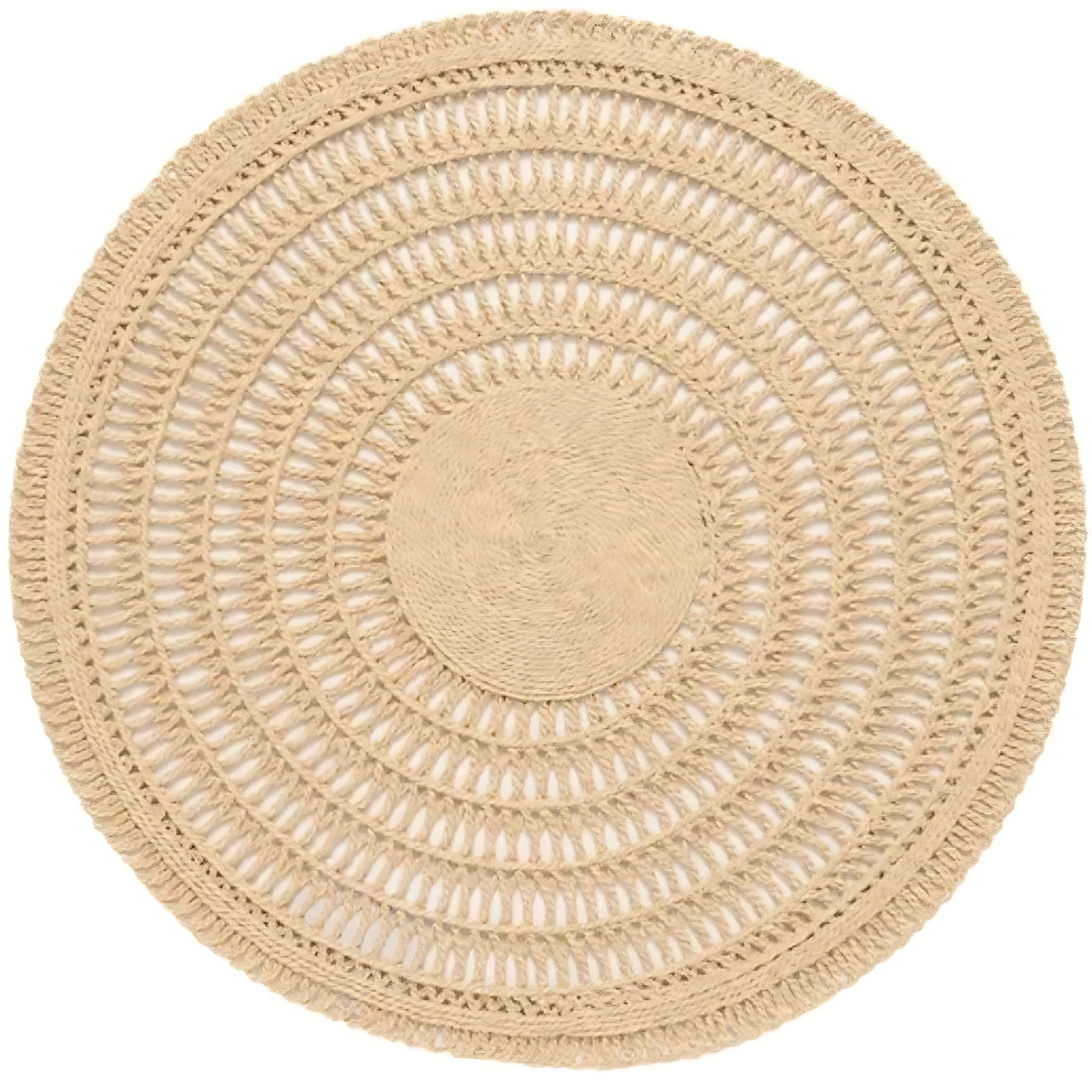 Jogo americano redondo Brazil Nature Spin em fibra natural, com 40cm de diâmetro.