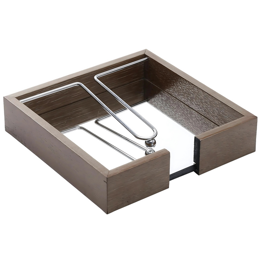 Porta Guardanapo de Madeira com estrutura Aramada e detalhe de Espelho (15cm).