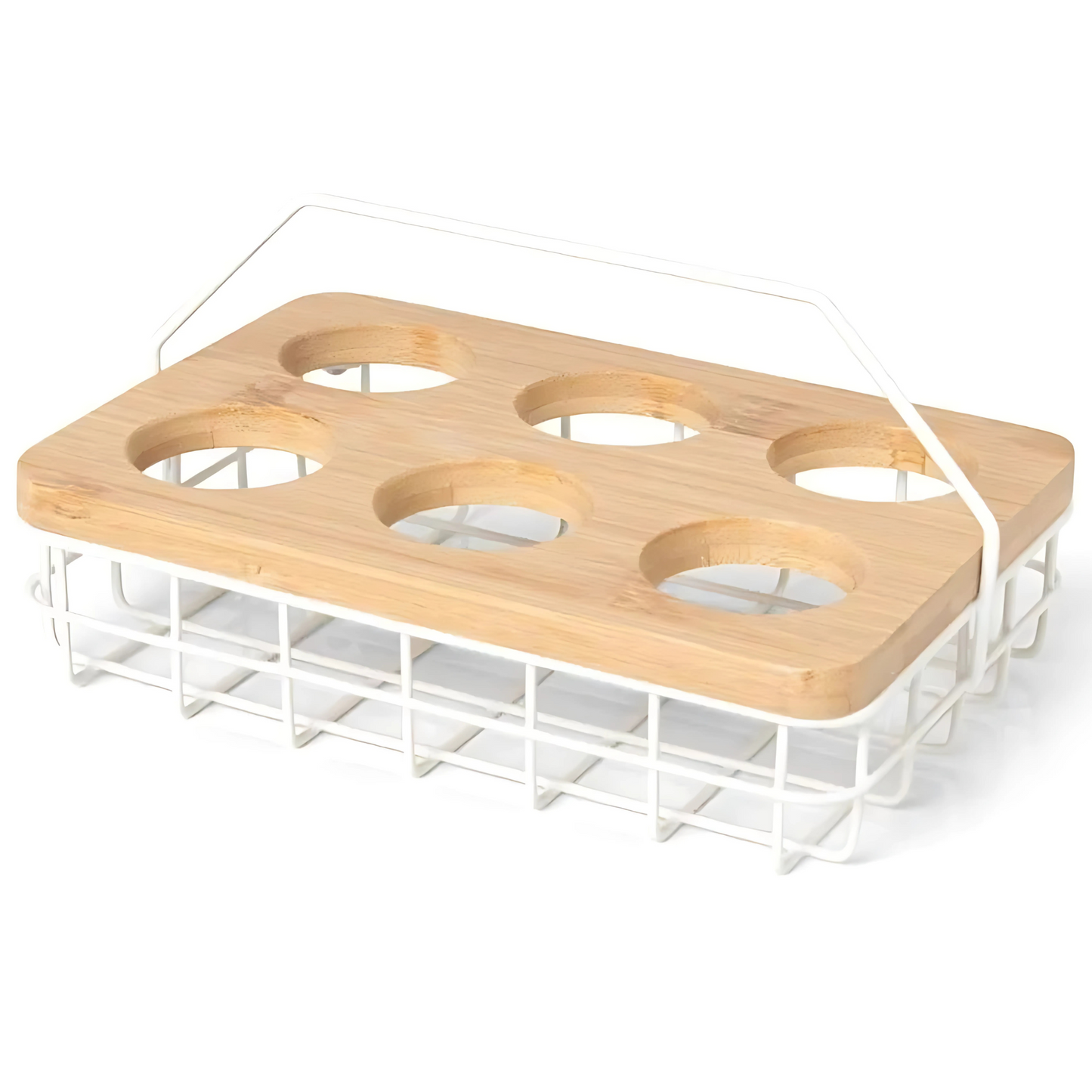 Porta ovos de metal na cor branca da linha Enjoy, em uma bancada de cozinha.