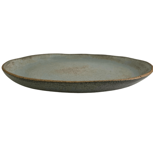 Prato de Sobremesa de Cerâmica Artesanal (21cm) na cor Cinza Grafite.