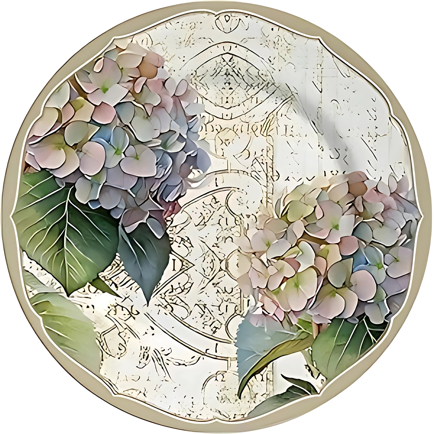 Prato de cerâmica linha Hortência acetinado..