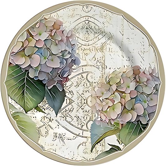 Prato de cerâmica linha Hortência acetinado..