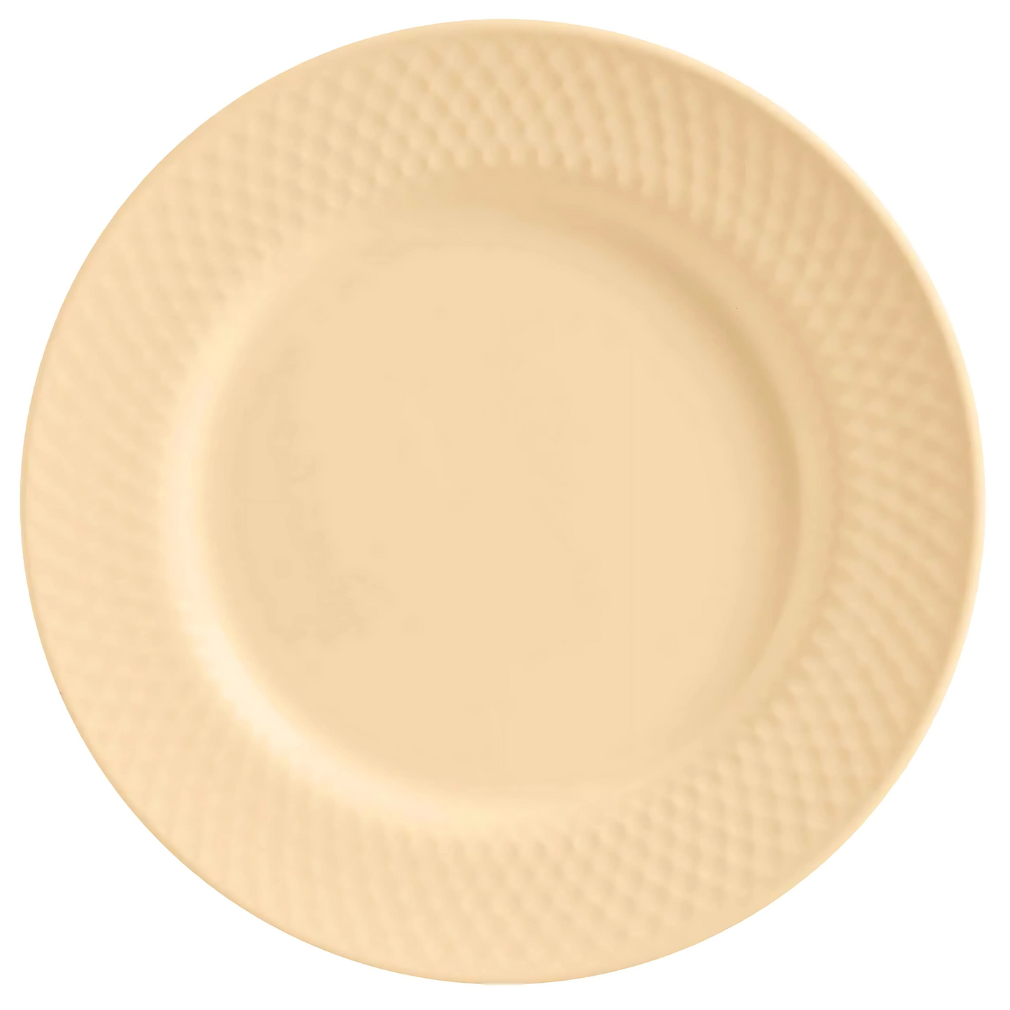 Prato de sobremesa de cerâmica, cor nude, 21cm, com acabamento acetinado.