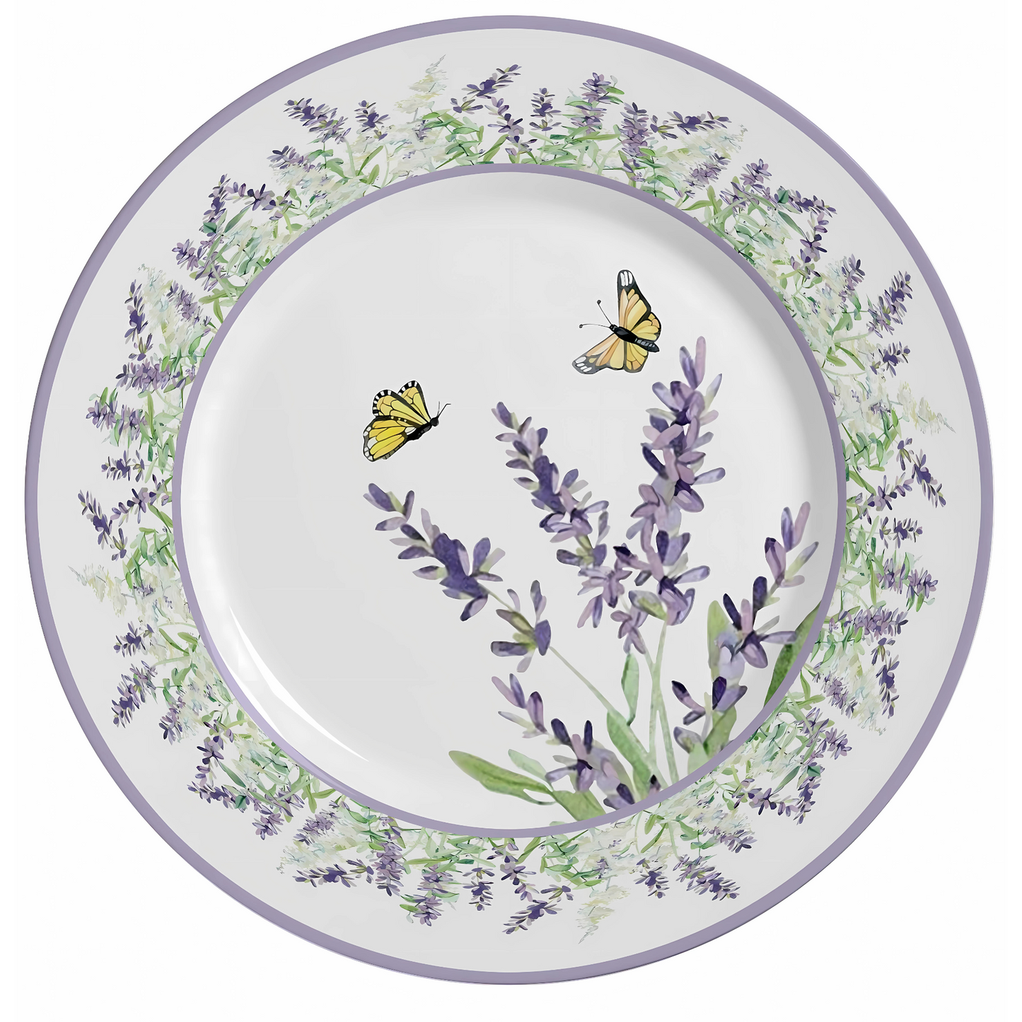 Prato raso de cerâmica lavanda, 29cm, com estampa da linha Blessed Easter.