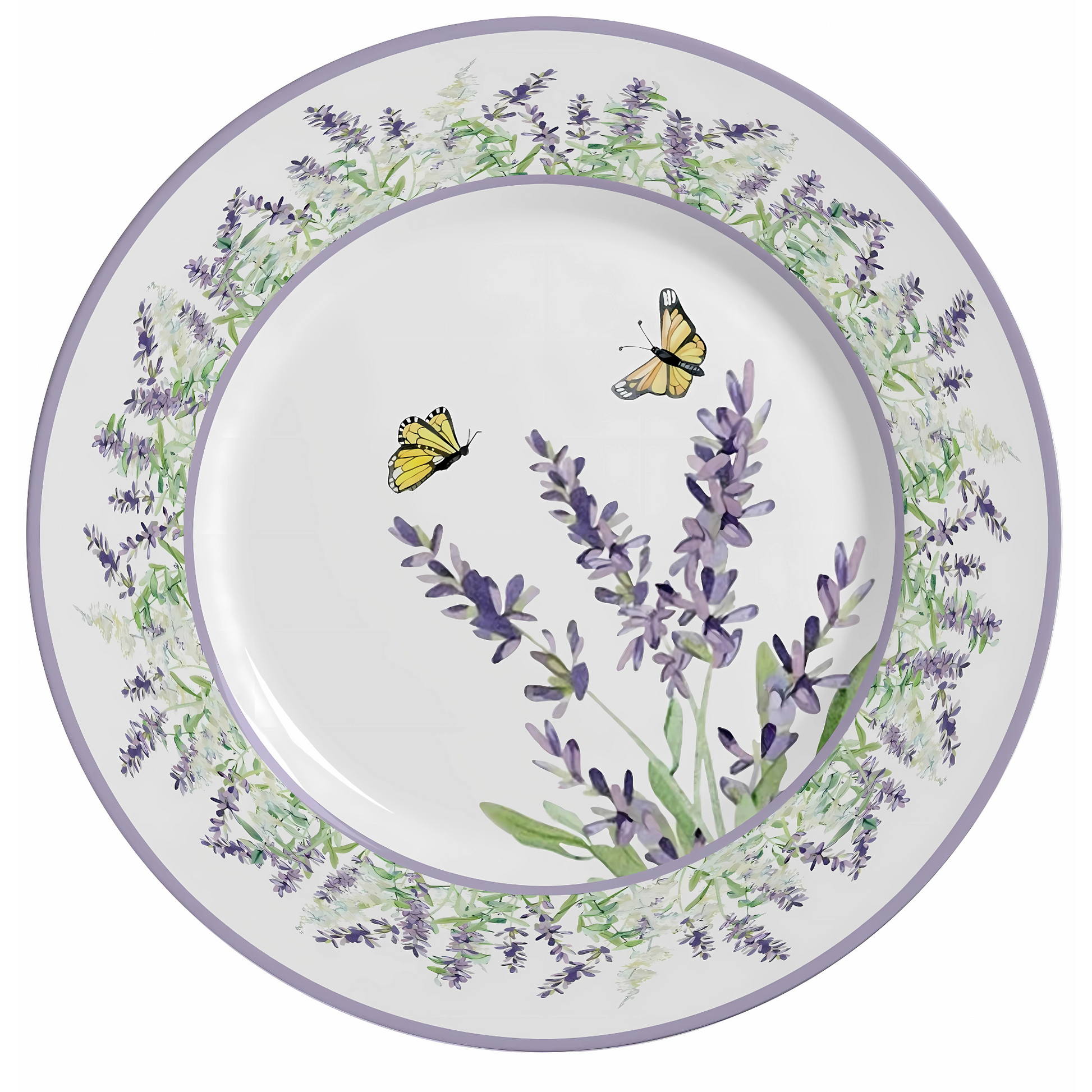 Prato raso de cerâmica lavanda, 29cm, com estampa da linha Blessed Easter.