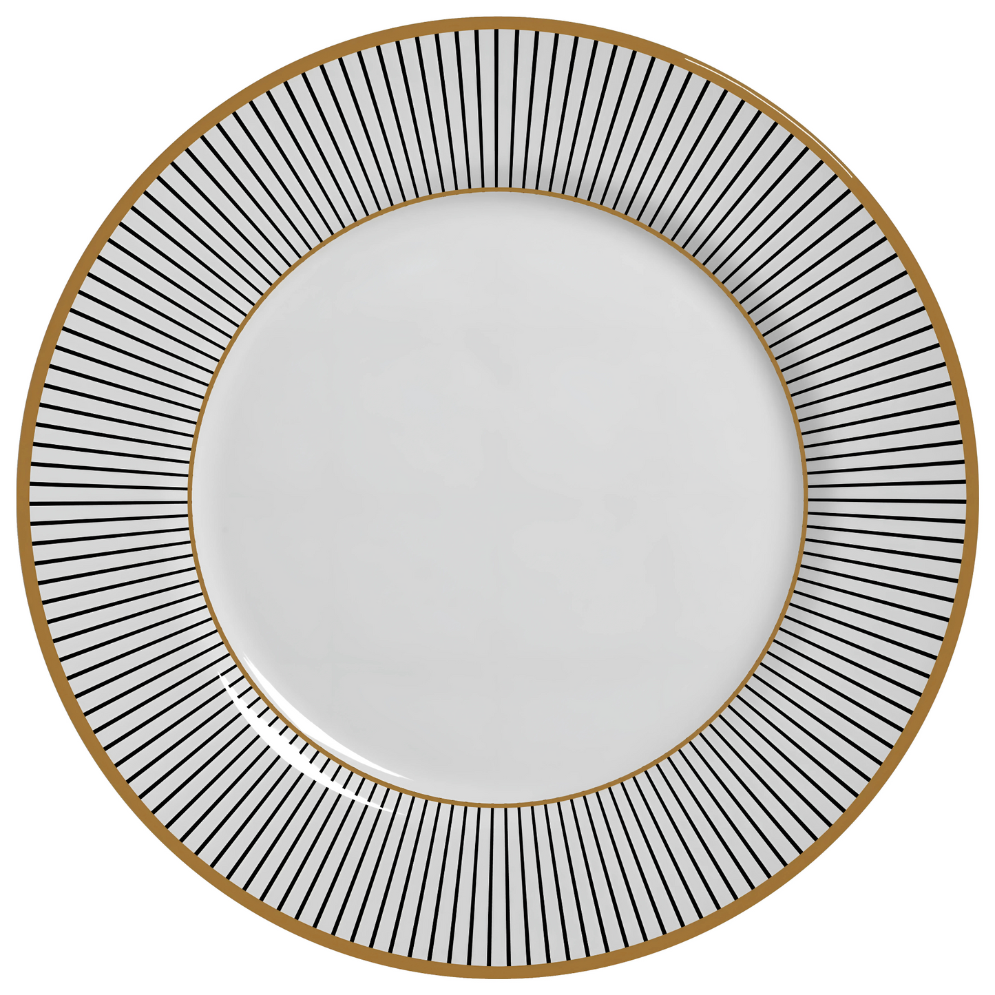 Prato raso de cerâmica preto, 28,5cm, da linha Ritz, com design geométrico.