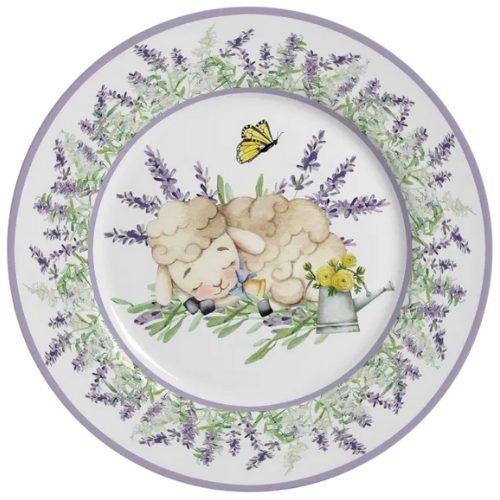 Prato de sobremesa de Páscoa, estampa de ovelha, cerâmica resistente, mesa posta delicada.