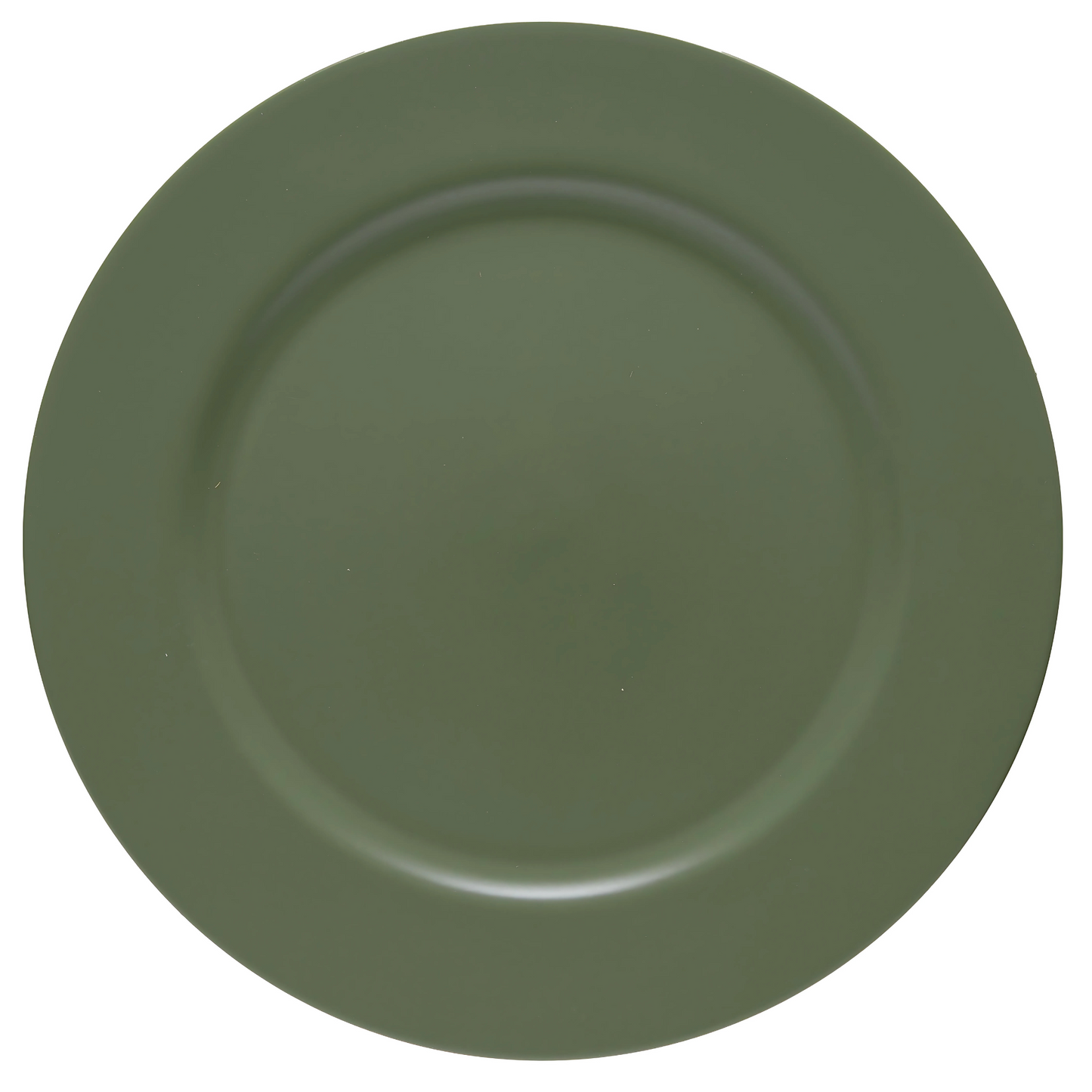 Sousplat redondo Basic na cor verde eucalipto, com 33cm de diâmetro.