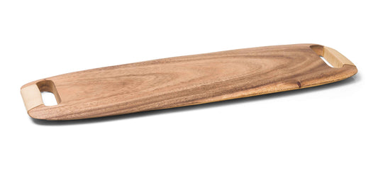 Tábua de Madeira Art Wood Board (20x64cm) em formato longo, de reflorestamento, para serviço gourmet.