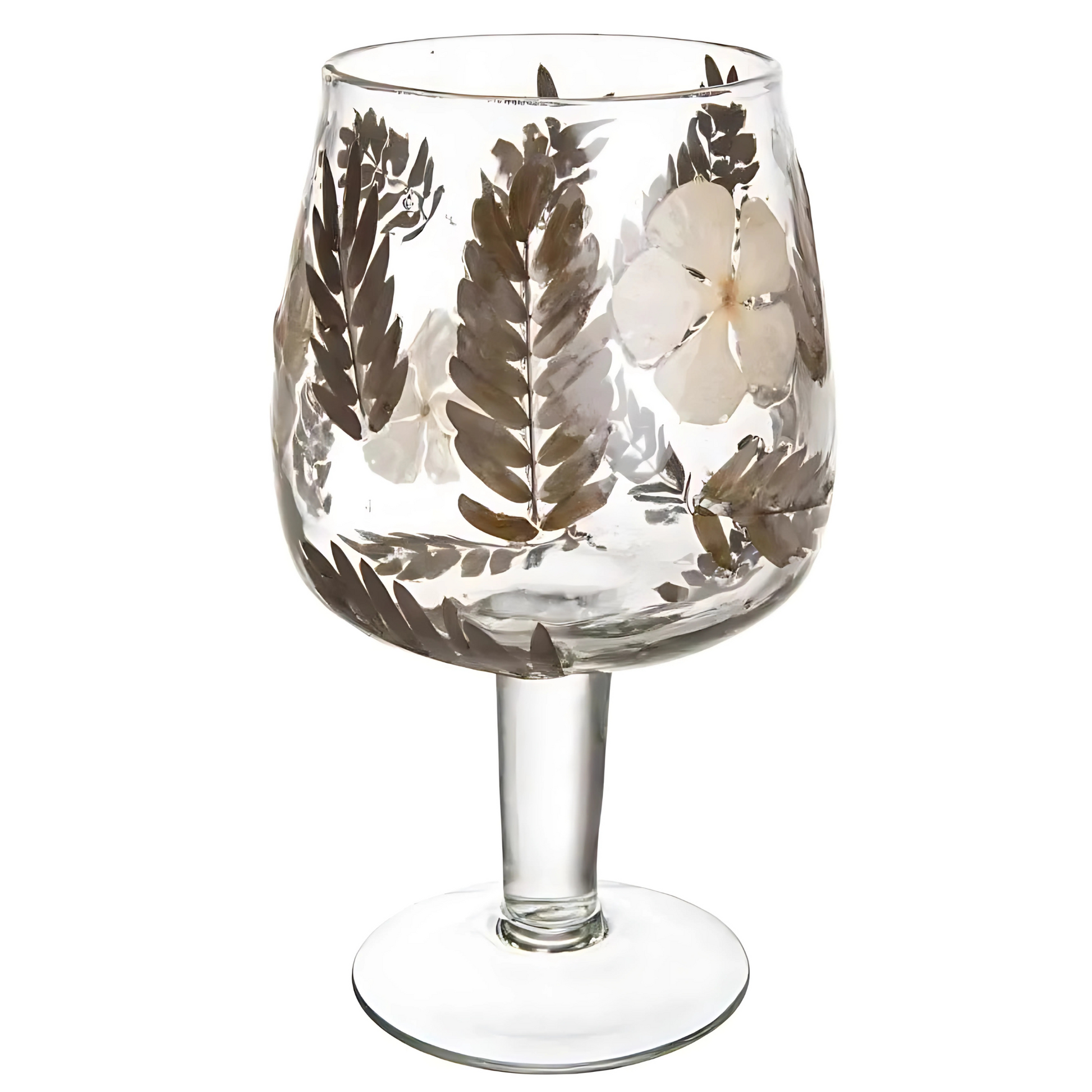 Taça de vidro da Coleção Jasmim, 550ml. Traz a beleza da natureza para a sua mesa, com um design delicado e elegante, ideal para vinhos.