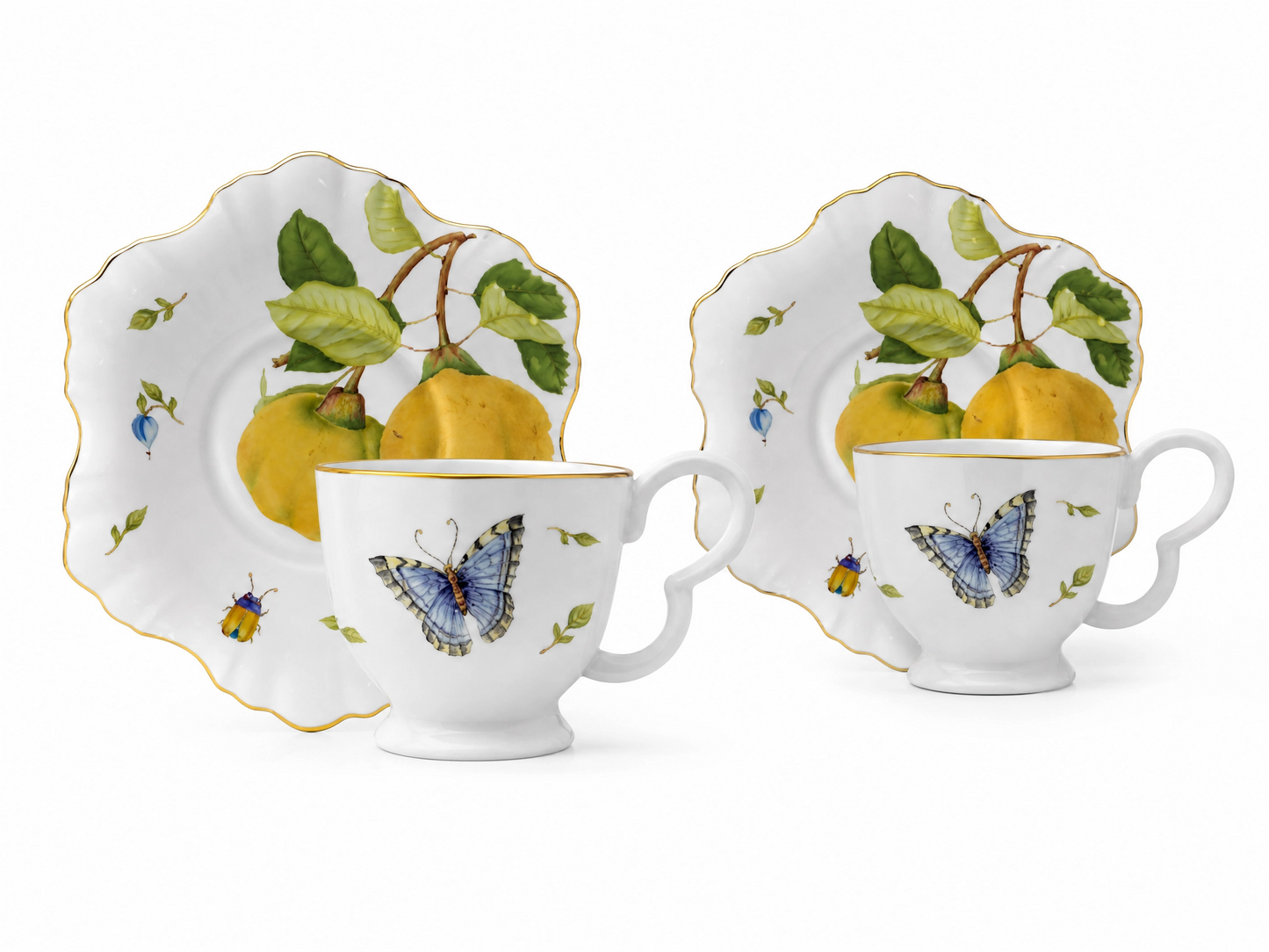 Set de 2 Xícaras de Chá com Pires Botanic Quince 200ml