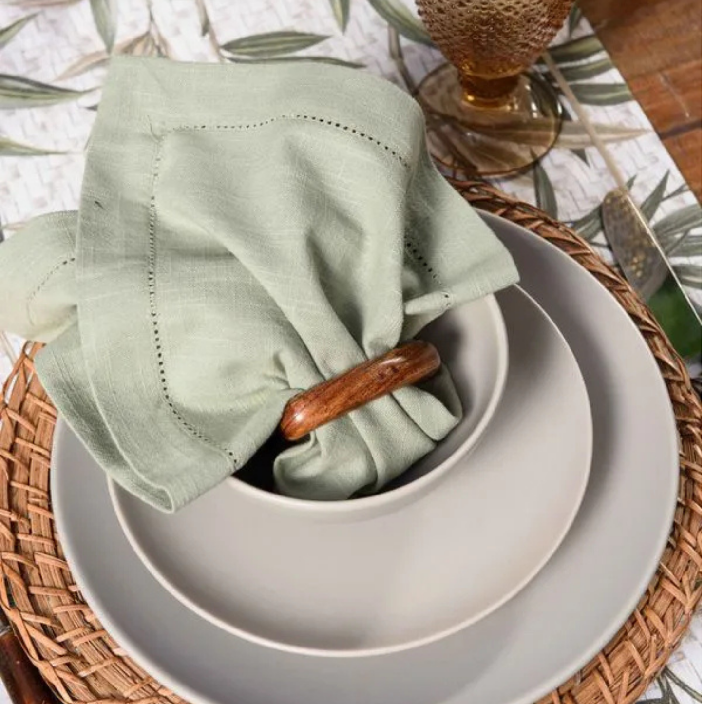 Guardanapo - Ponto Ajour Coloratta Salvia - 50cm x 50cm