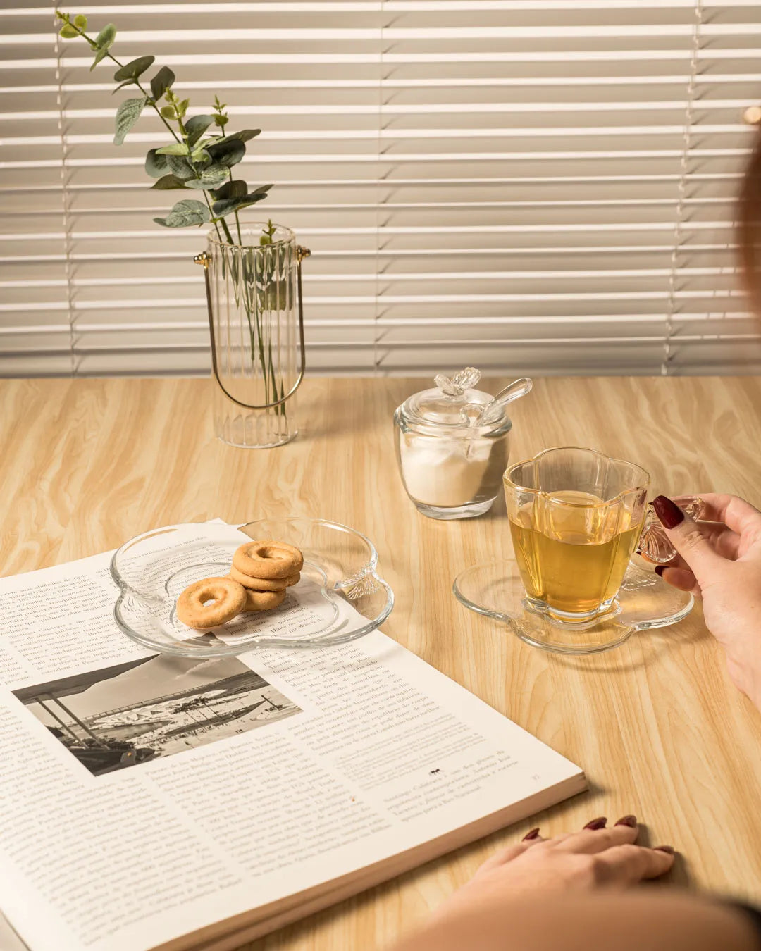 Açucareiro de Vidro C/ Colher  - Butterfly