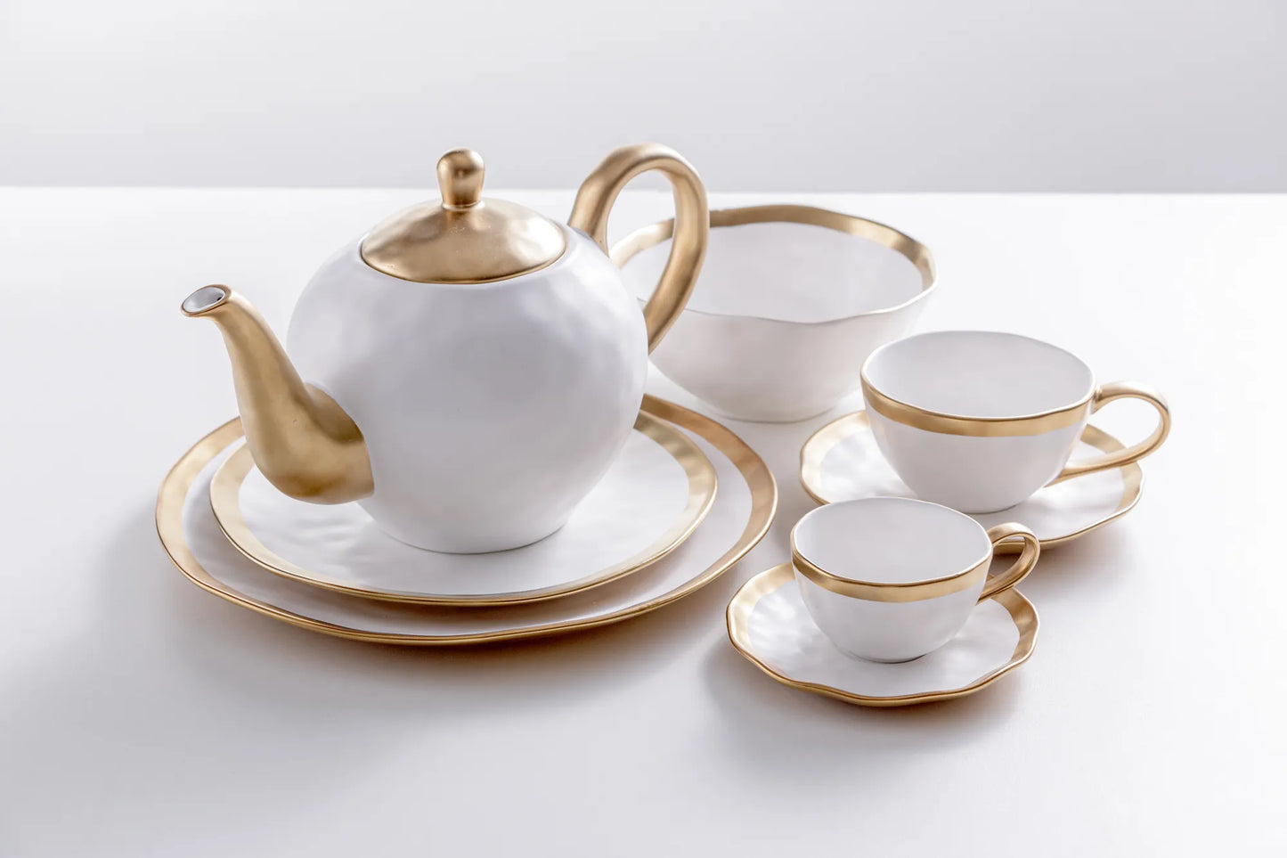 Xícara de Café c/ Pires - Dubai Branco e Dourado - 90ml