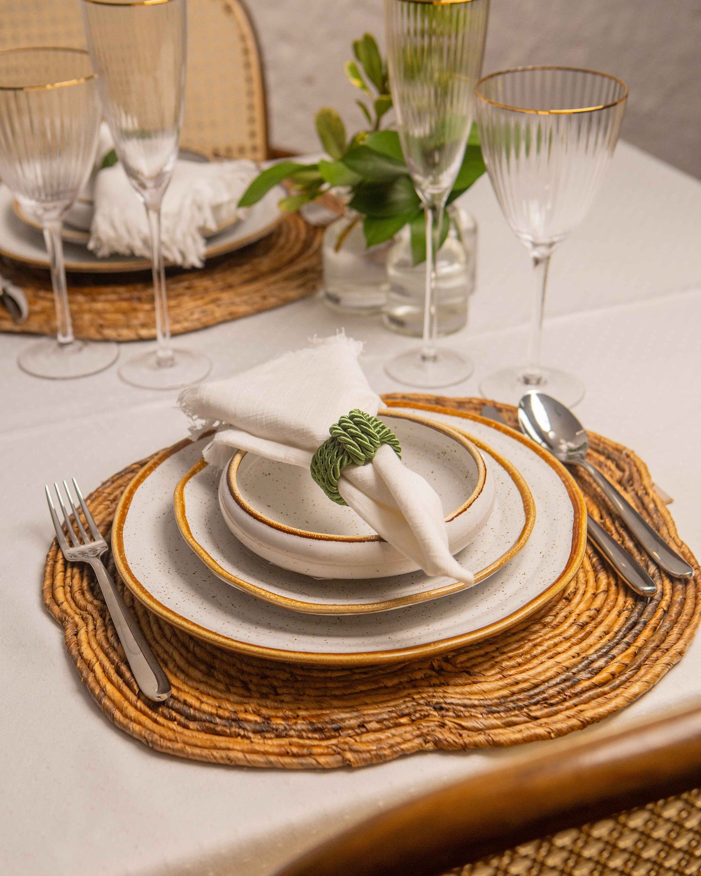 Prato de Sobremesa -  Rustic Blend White - 22cm