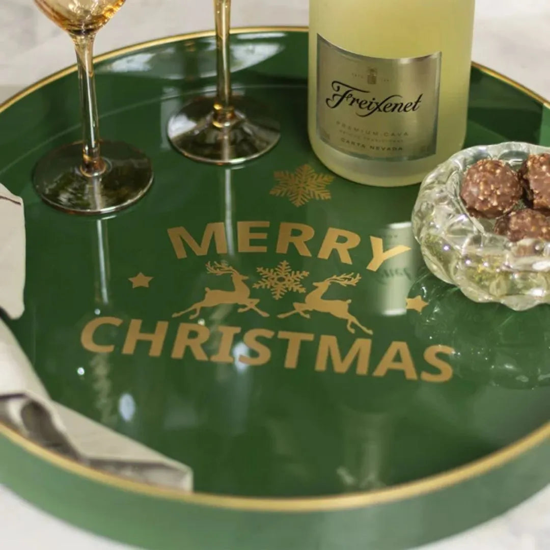 Bandeja Redonda - Merry Christmas Verde - 38cm