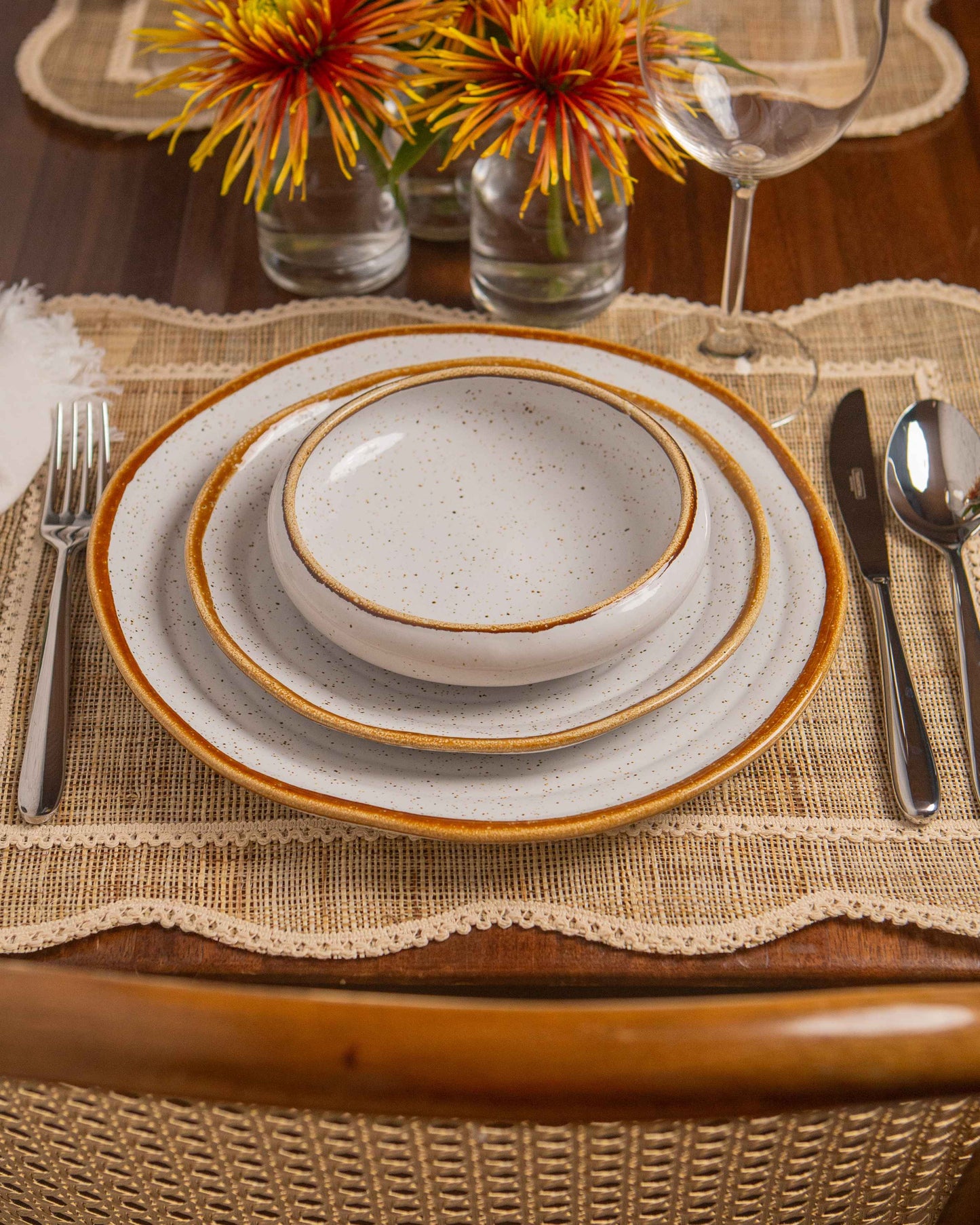 Prato de Sobremesa -  Rustic Blend White - 22cm